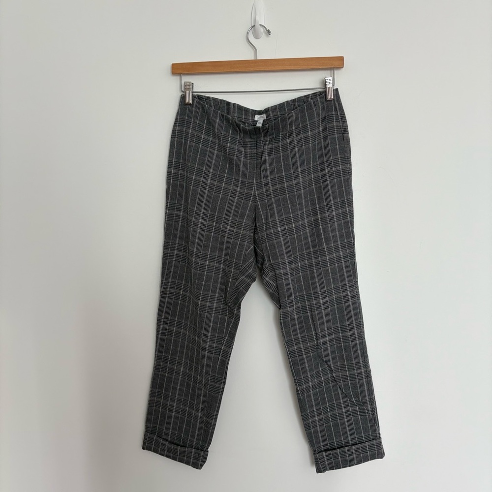 J Jill Womens Size 8 Pants Charcoal Gray Checkered Chinos Office Career Stretchy